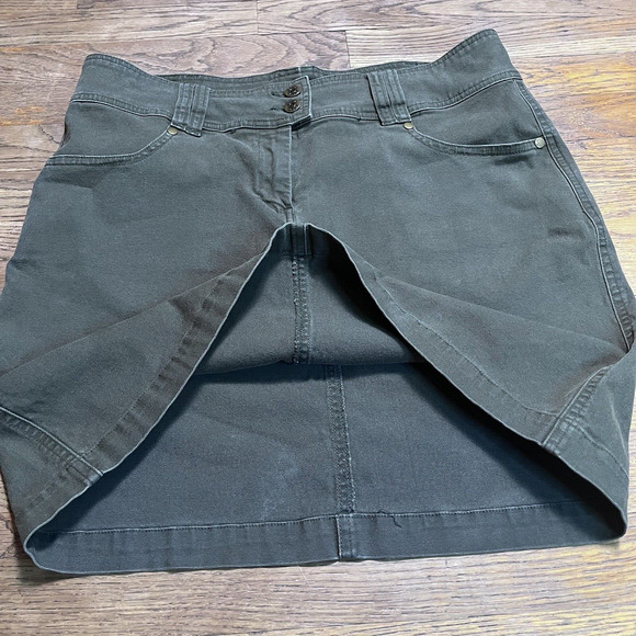 CAbi Twill Olive Green Mini Short Skirt Pockets Cotton Stretch Size 12 # 948 - Picture 4 of 11
